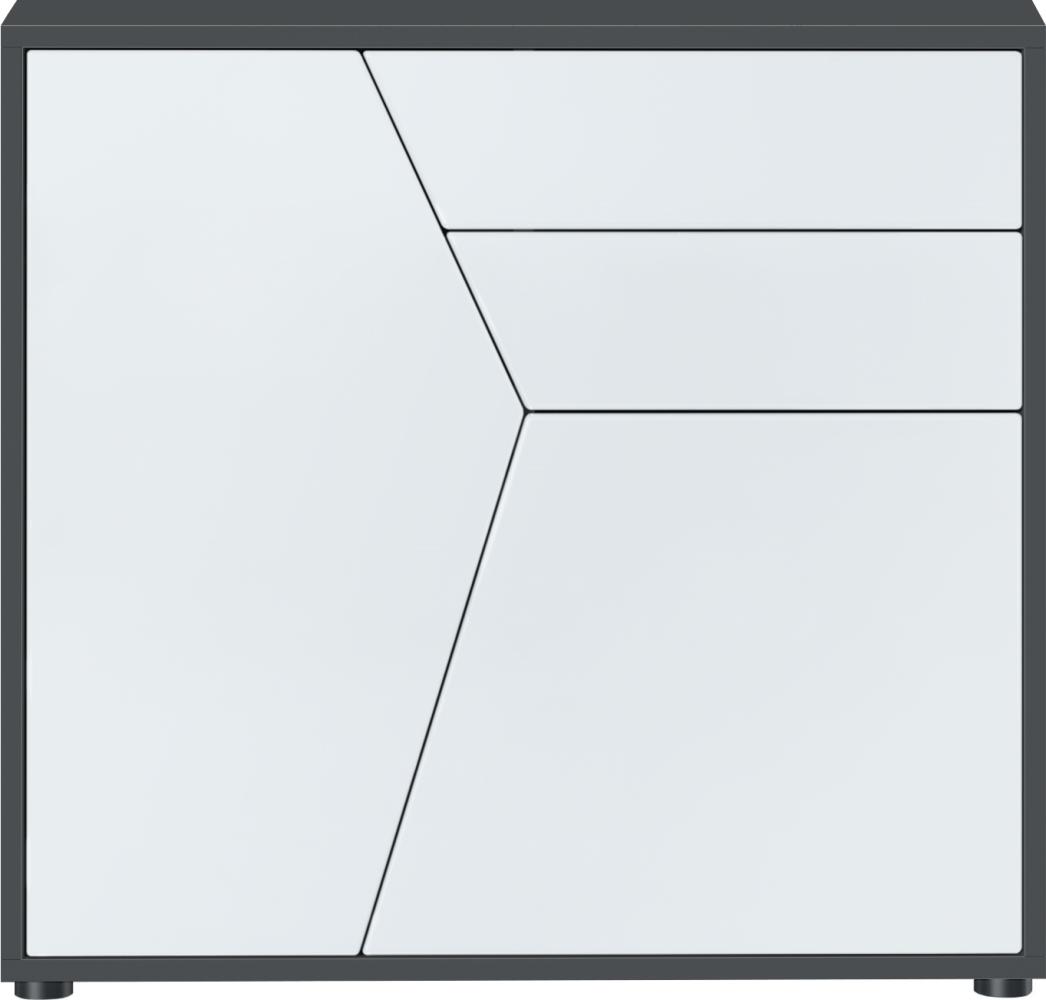 Vladon Sideboard Benny, Kommode mit 2 Türen und 2 Schubladen, Schwarz matt/Weiß matt (79 x 74 x 36 cm) Bild 1