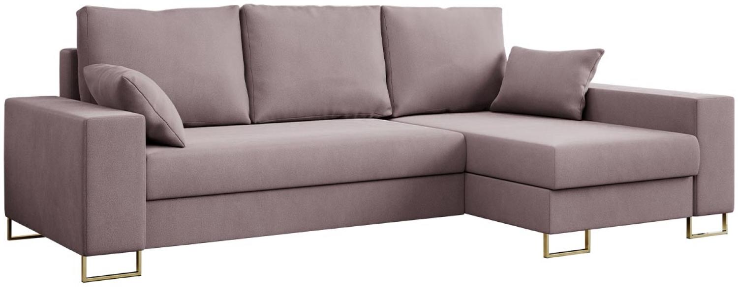 Ecksofa, Bettsofa, L-Form Couch mit Bettkasten - DORIAN-L - Rosa Velvet Bild 1