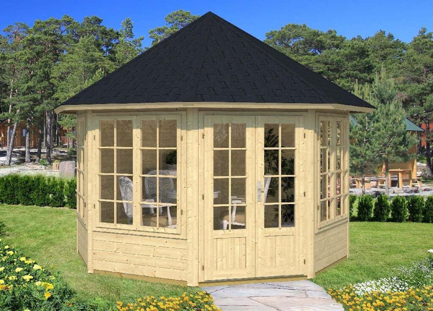 Tenekaubandus Gartenpavillon Modell Emma-40 mit vier Fenstern Gartenpavillon aus Holz Gartenhütte Gartenlaube Bild 1