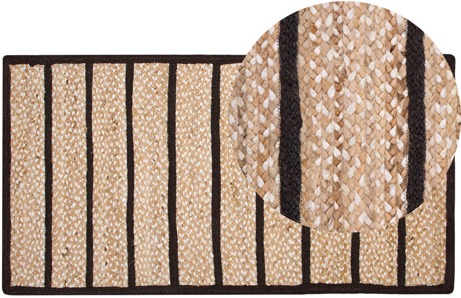 Teppich Jute-Baumwolle schwarz/beige 80 x 150 cm KARADONA Bild 1