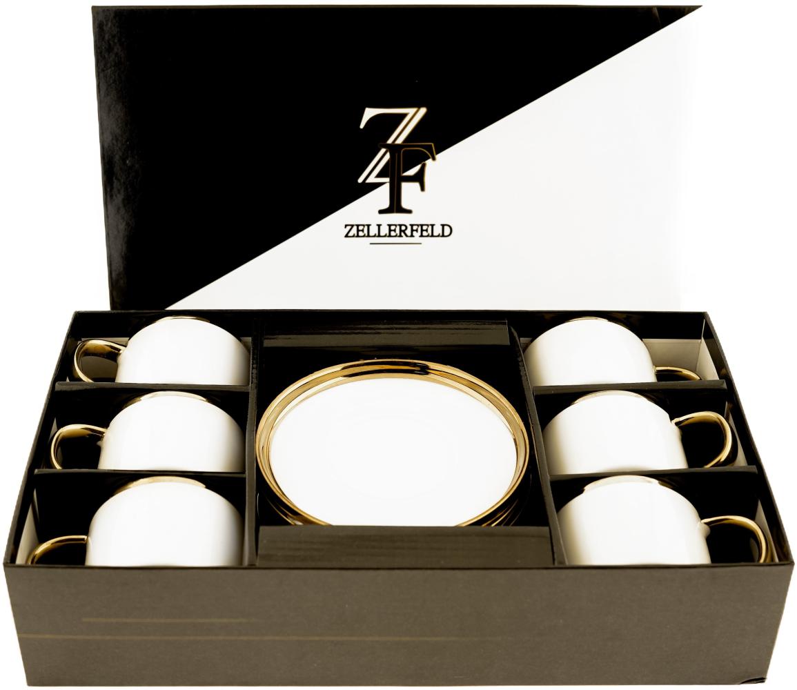 Zellerfeld 12-Teilig Mokkaservice mit Untertasse Tasse Mokkatasse Gold-Umrandung weiß Bild 1