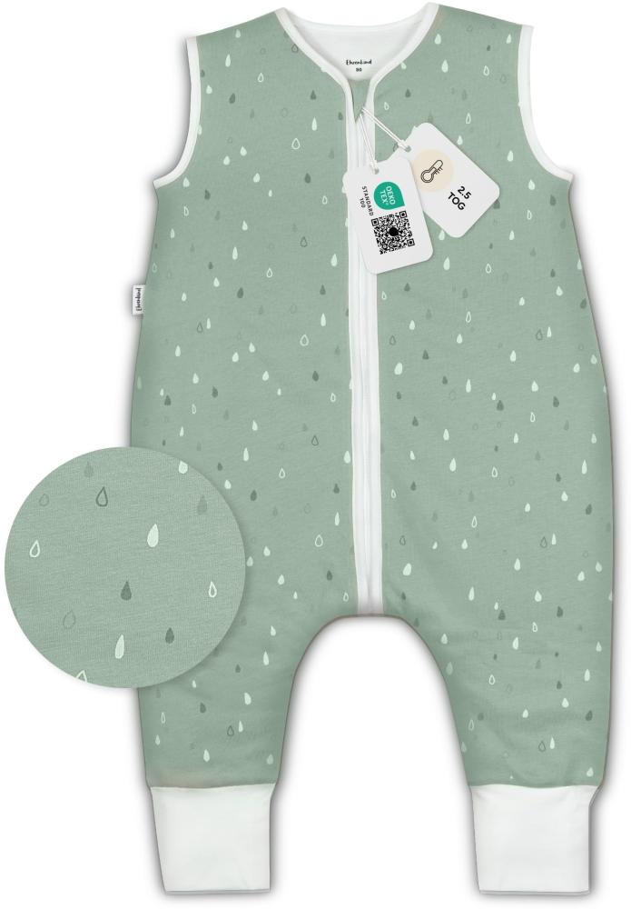 Ehrenkind® Babyschlafsack | Schlafsack mit Füßen 2.5 TOG | Bio-Baumwolle | Ganzjahres Schlafsack Baby Gr. 70 Farbe Jade Tropfen | Oeko-Tex | Schlafsack winter und Sommer Schlafsack Kinder Bild 1