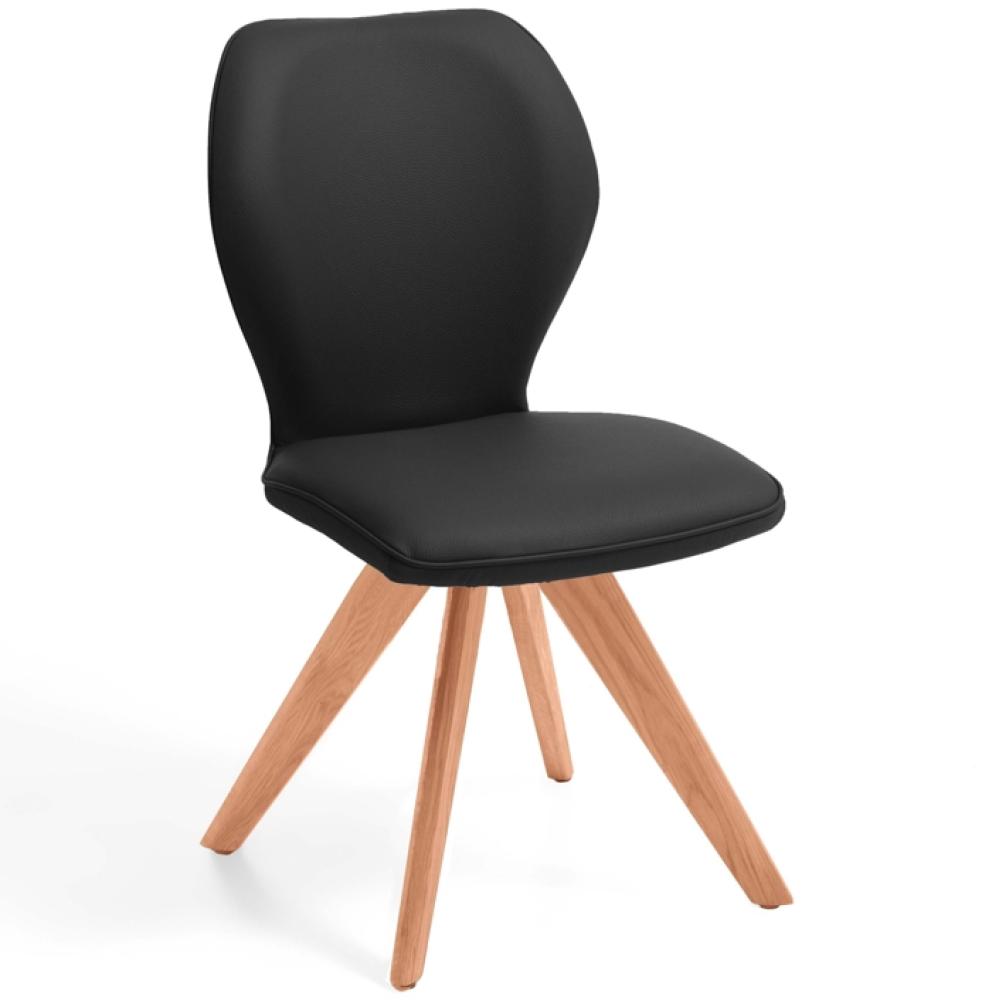 Niehoff Sitzmöbel Colorado Trend-Line Design-Stuhl Kernbuche/Leder - 180° drehbar Napoli schwarz Bild 1