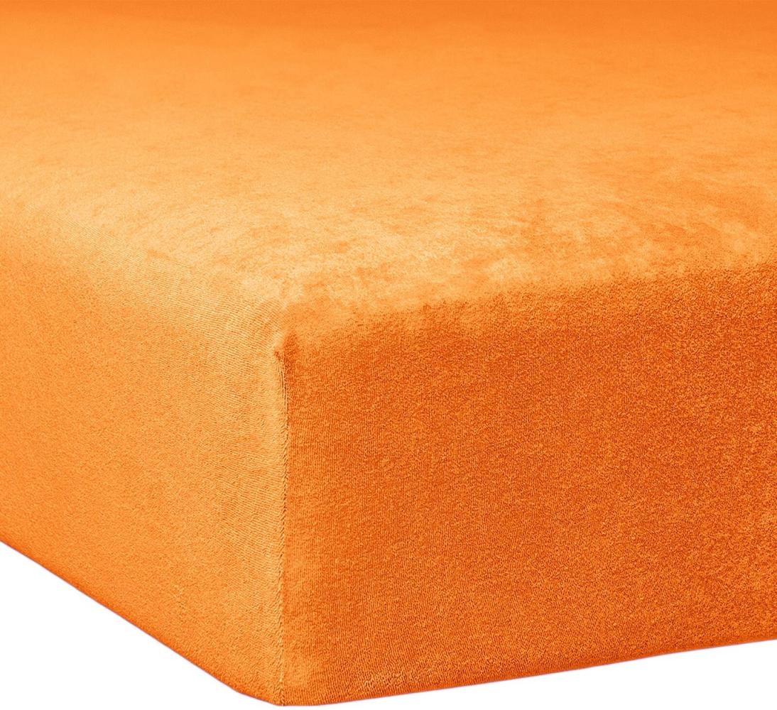 Traumschlaf Flausch Biber Boxspring Matratzen Spannbettlaken|180x200 cm - 200x200 cm| orange Bild 1