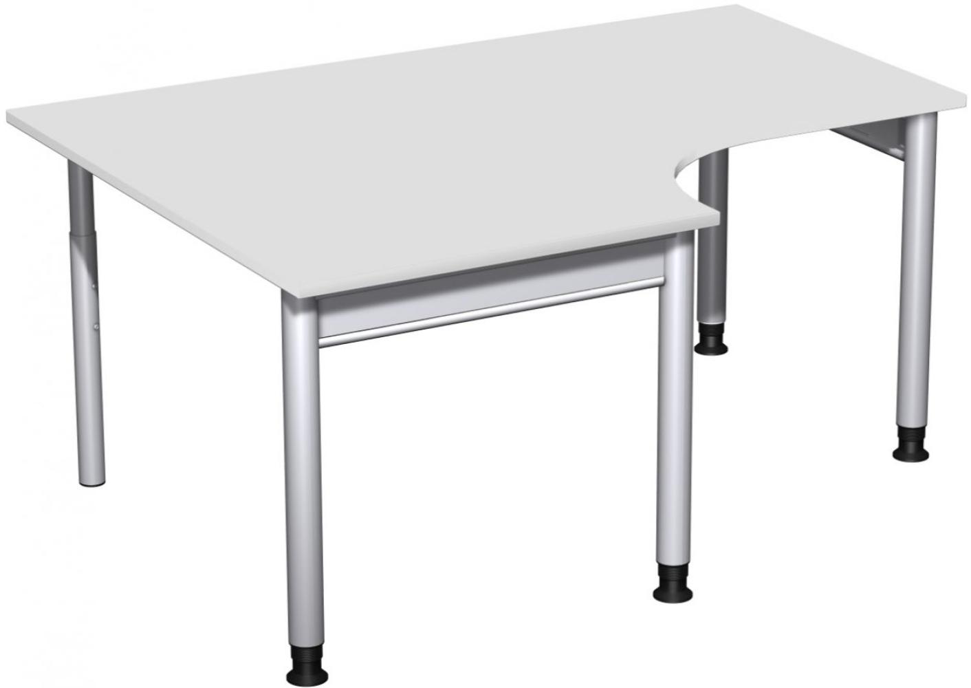 PC-Schreibtisch '4 Fuß Pro' links, höhenverstellbar, 160x120cm, Lichtgrau / Silber Bild 1