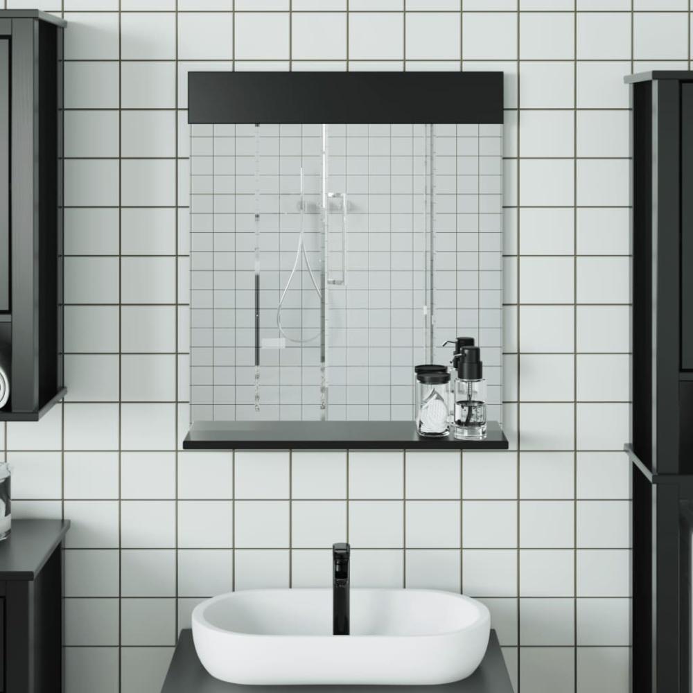 vidaXL Badspiegel mit Ablage BERG Schwarz 60x12x70 cm Massivholz Bild 1