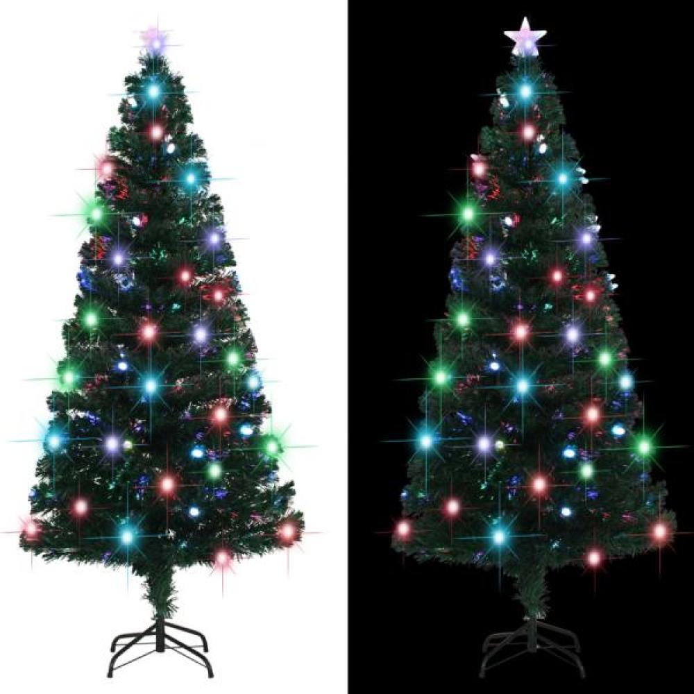 vidaXL Künstlicher Weihnachtsbaum mit Ständer/LED 180 cm Fiberoptik, Mit Beleuchtung [284302] Bild 1
