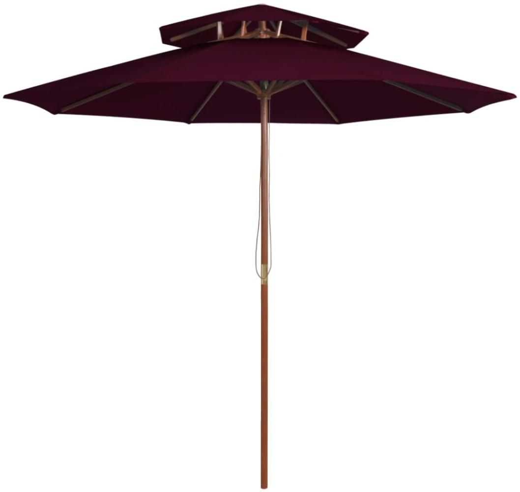 Sonnenschirm mit Doppeldach und Holzmast Bordeauxrot 270 cm Bild 1