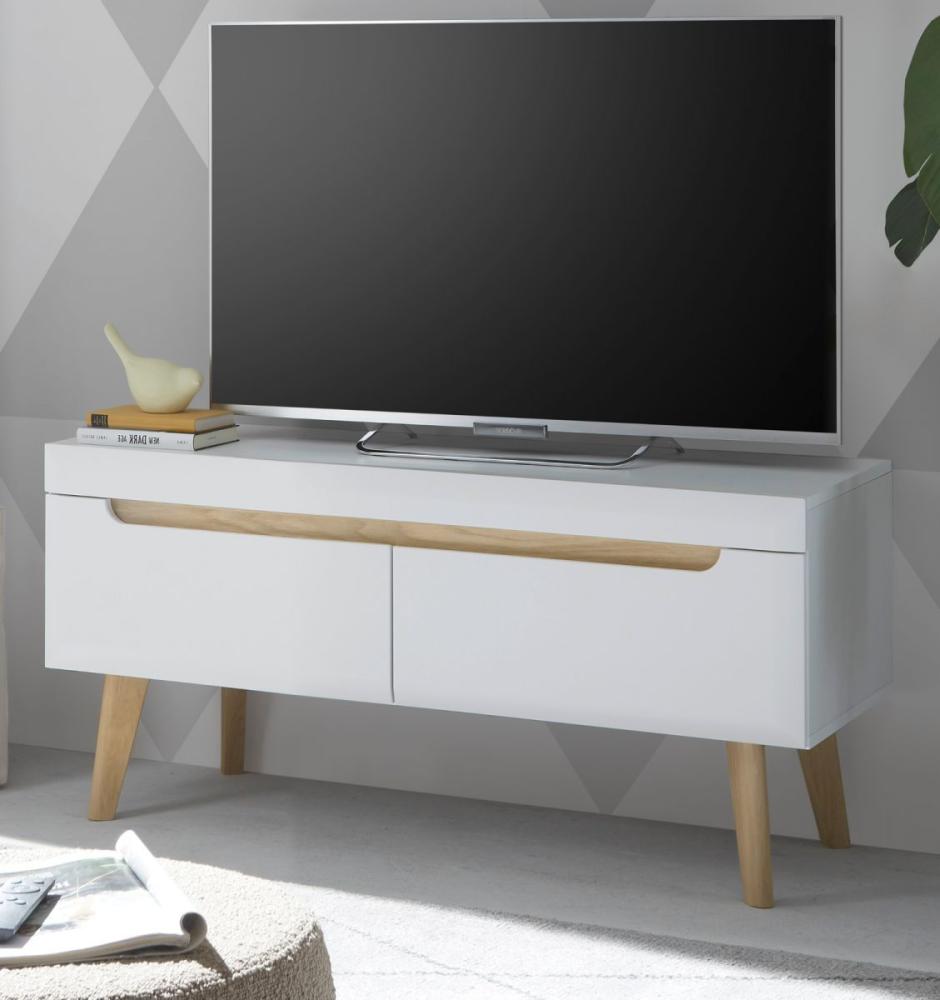 TV-Lowboard Isgard in weiß und Eiche 107 cm Bild 1