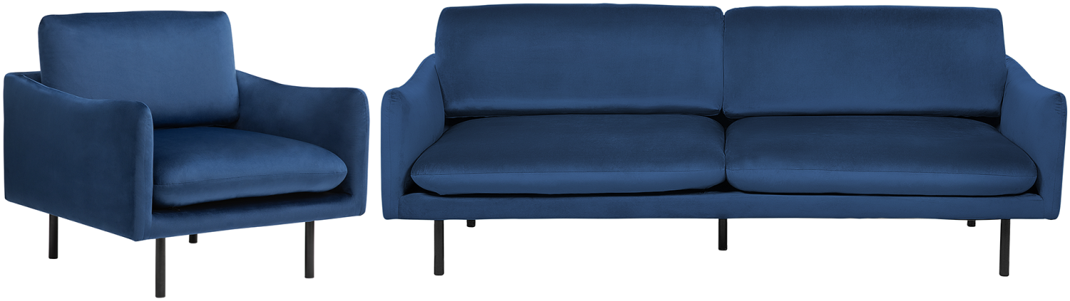 Sofa Set Samtstoff dunkelblau 4-Sitzer VINTERBRO Bild 1