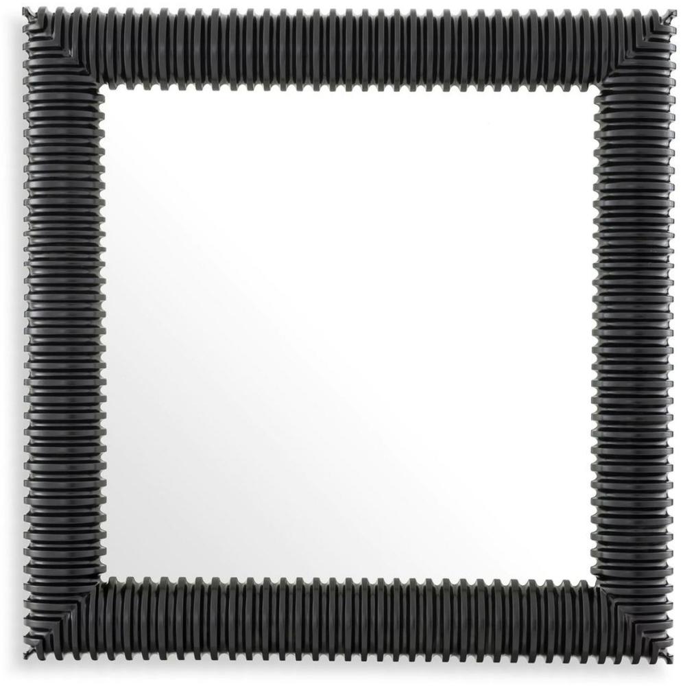 Casa Padrino Luxus Wandspiegel Schwarz 100 x 6 x H. 100 cm - Quadratischer Spiegel mit hochwertigem Mahagoni Rahmen - Wohnzimmer Spiegel - Schlafzimmer Spiegel - Garderoben Spiegel - Luxus Möbel Bild 1