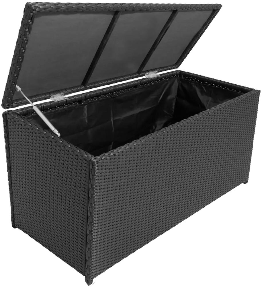 Gartentruhe Auflagenbox PATRAS aus Stahl und Polygeflecht schwarz Bild 1