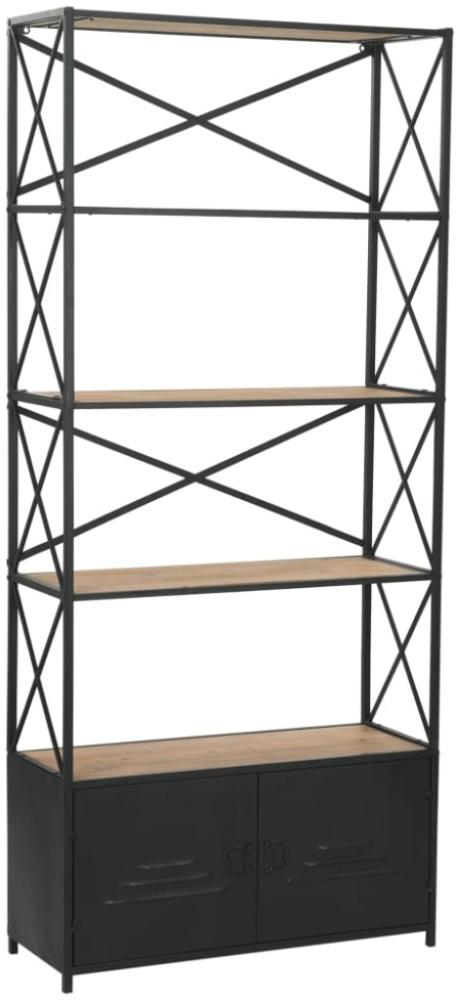 Bücherregal aus massivem Tannenholz und Stahl 80x32,5x180 cm Bild 1