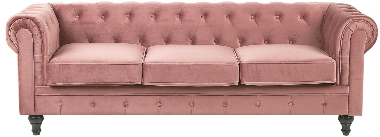 3-Sitzer Sofa Samtstoff rosa CHESTERFIELD Bild 1