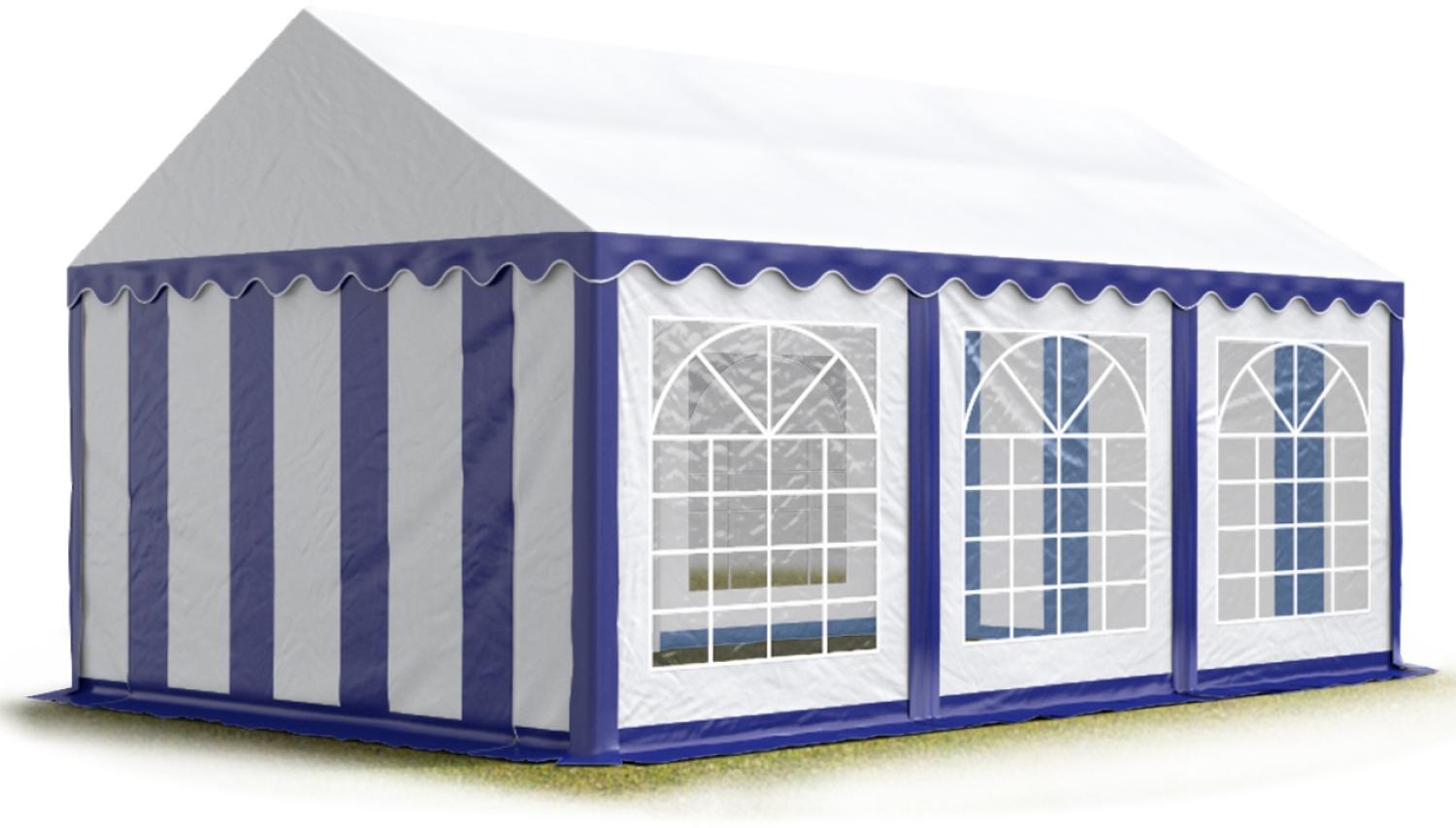 Party-Zelt Festzelt 3x6 m Garten-Pavillon -Zelt PVC Plane 700 N in blau-weiß Wasserdicht Bild 1