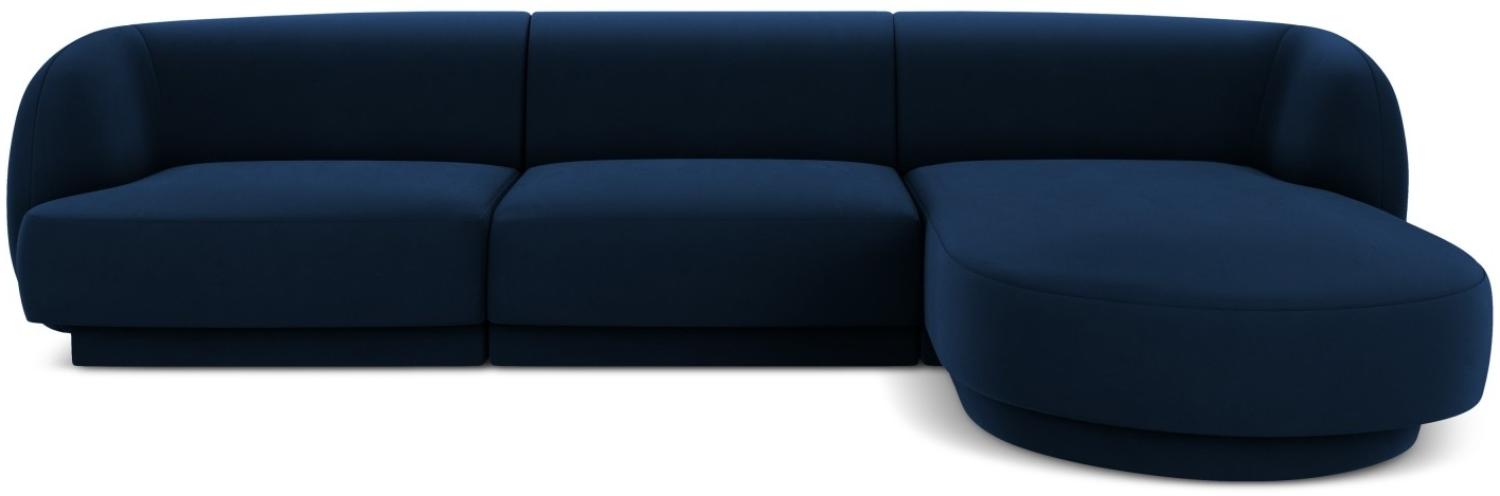 Micadoni 4-Sitzer Samtstoff Ecke rechts Sofa Miley | Bezug Royal Blue | Beinfarbe Black Plastic Bild 1