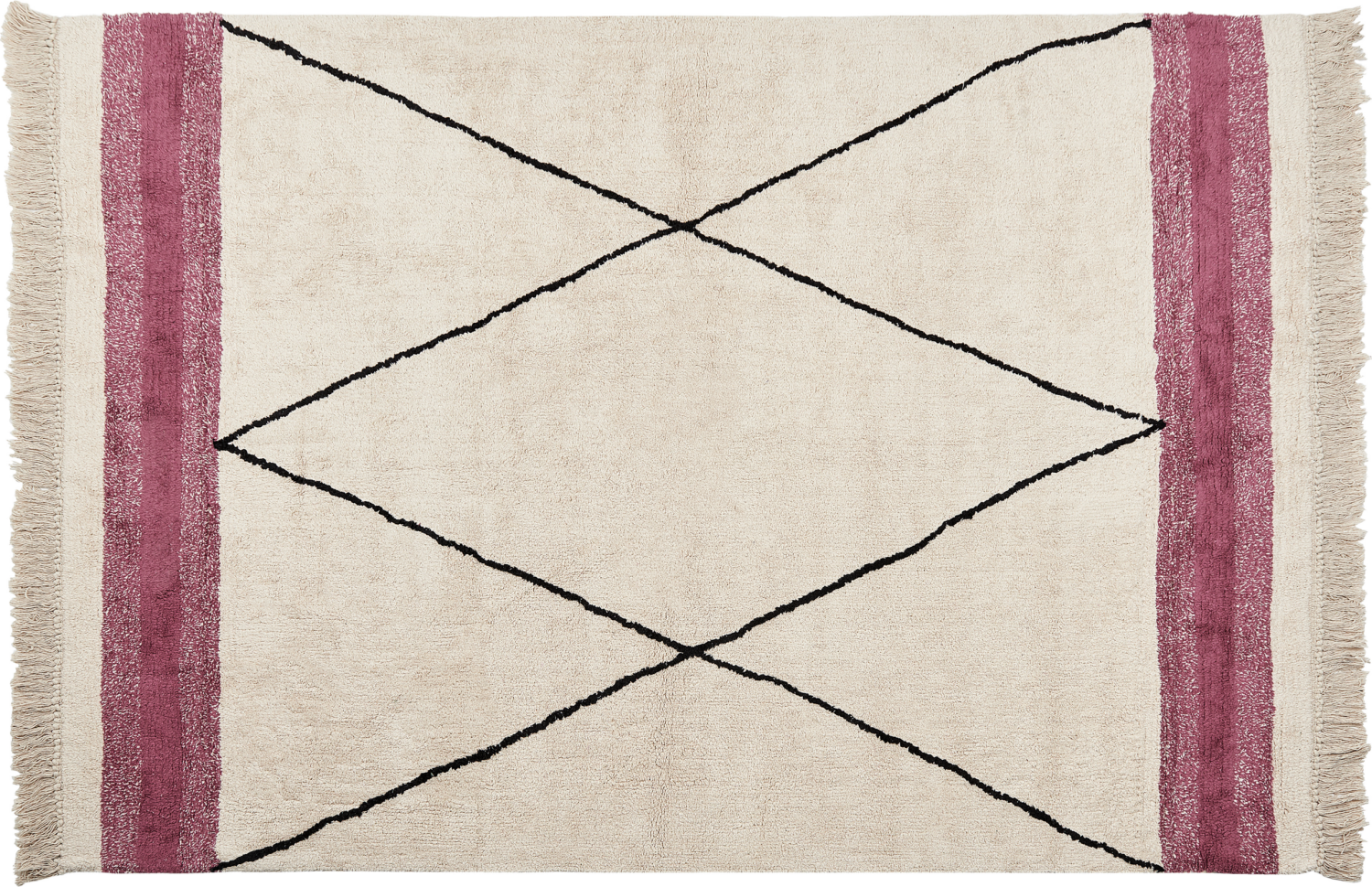Teppich Baumwolle beige rosa 140 x 200 cm geometrisches Muster Kurzflor AFSAR Bild 1