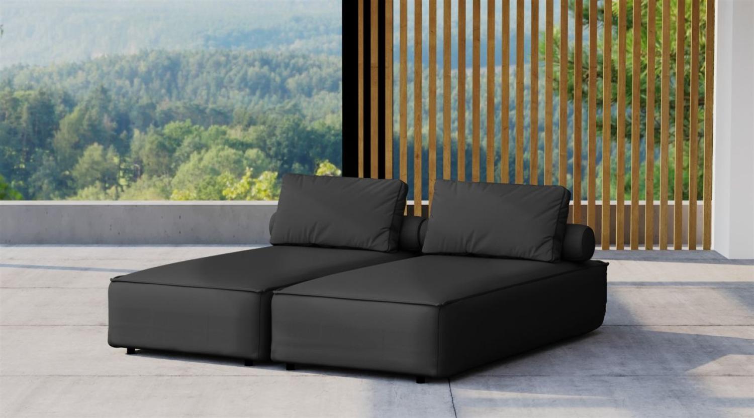 Chaiselongue Sezlong Liege 2er-Set SUMMER wetterfester Stoff NXL Schwarz Bild 1