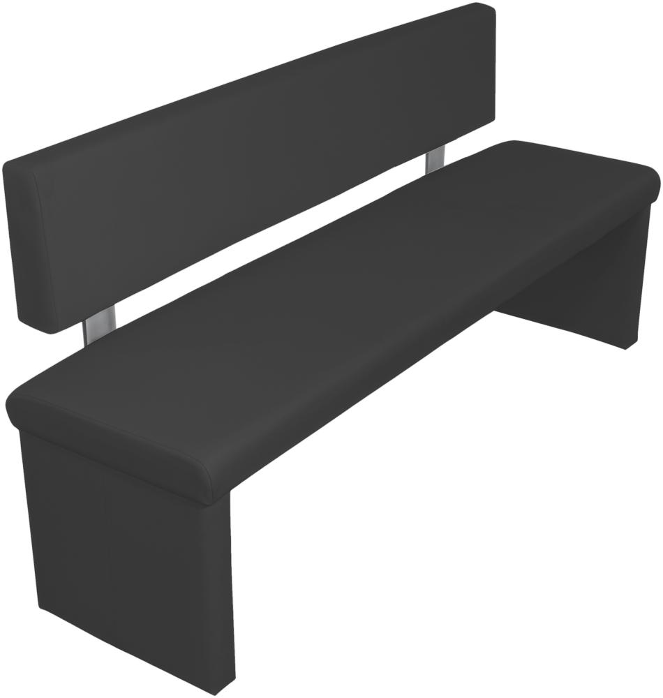 byLIVING Sitzbank Cardy / Moderne Sitzbank mit Kunstleder in schwarz / Bank mit Rückenlehne / B 140, H 83, T 54 cm Bild 1