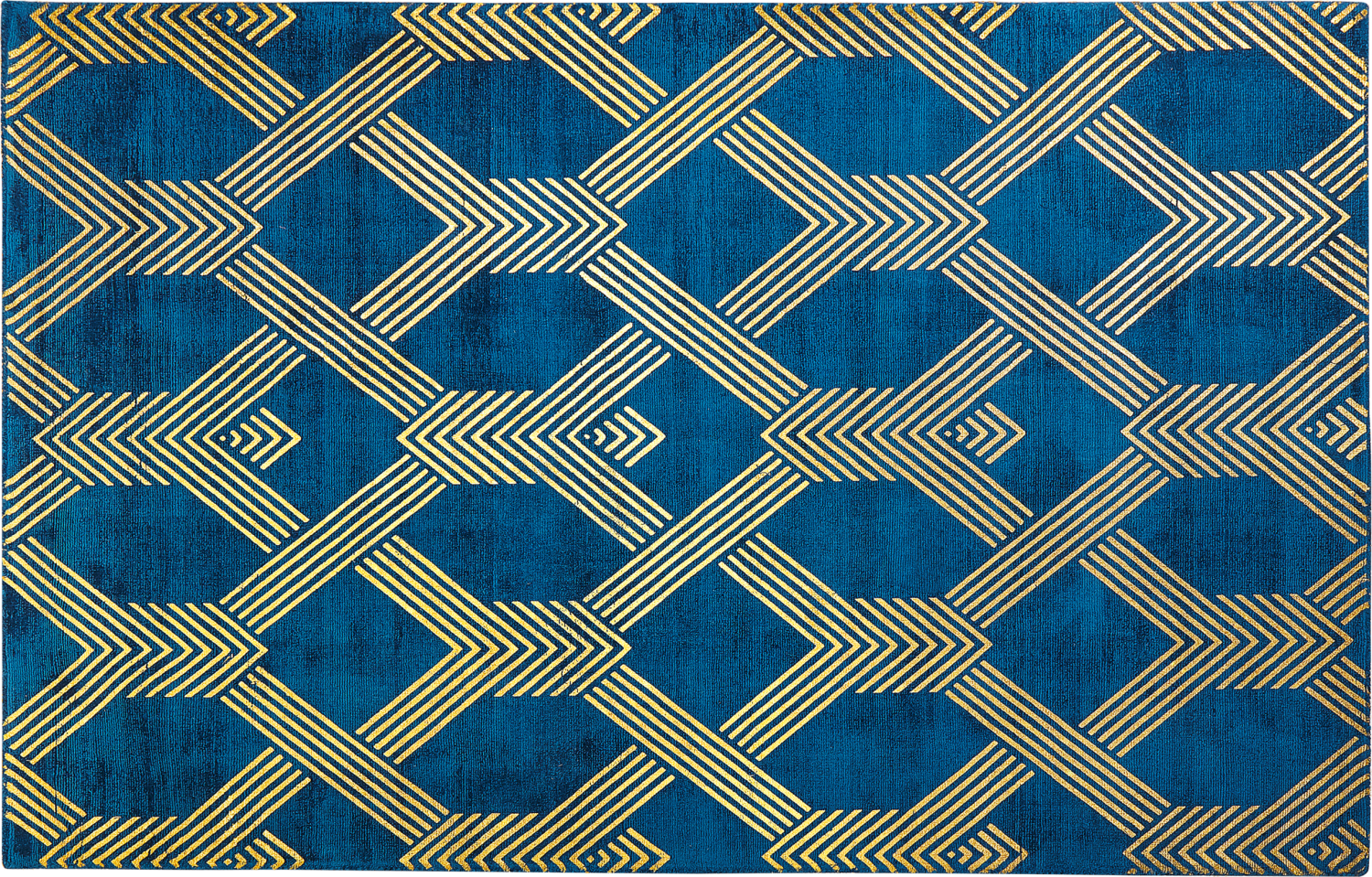 Teppich marineblau / gold 140 x 200 cm geometrisches Muster Kurzflor VEKSE Bild 1