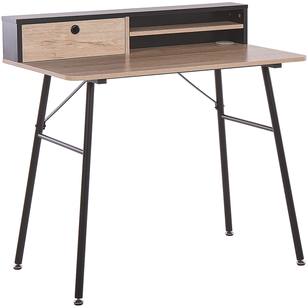 Schreibtisch heller Holzfarbton / schwarz 90 x 50 cm GARY Bild 1