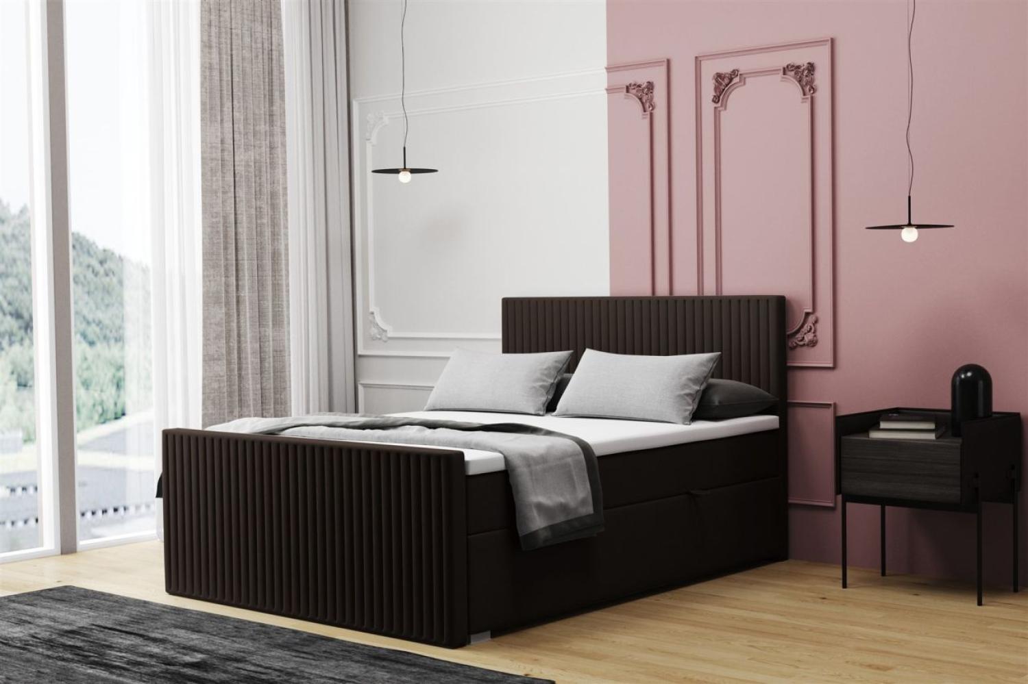 Boxspringbett Schlafzimmerbett MONTY 120x200cm in Stoff Monolith Dunkelbraun Bild 1