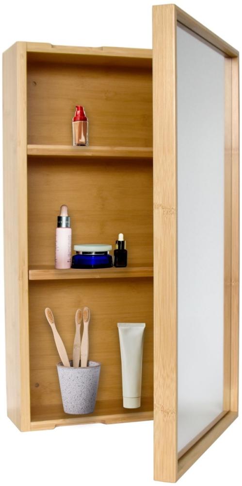 osoltus Spiegelschrank Badschrank mit Tür Bambus 60x35x14 cm Bild 1