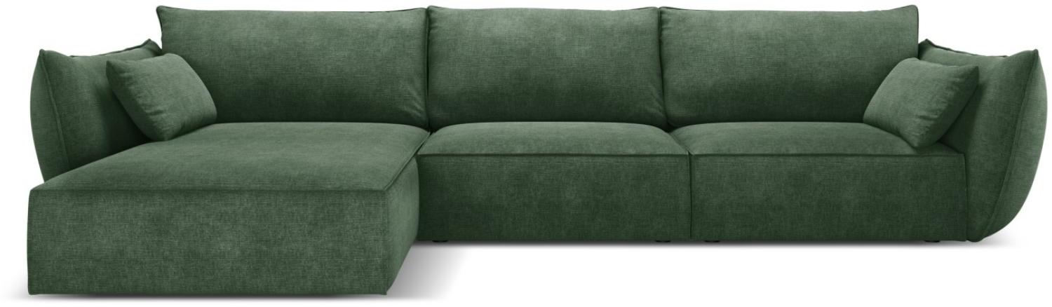 Micadoni 4-Sitzer Ecke links Sofa Kaelle | Bezug Bottle Green | Beinfarbe Black Plastic Bild 1