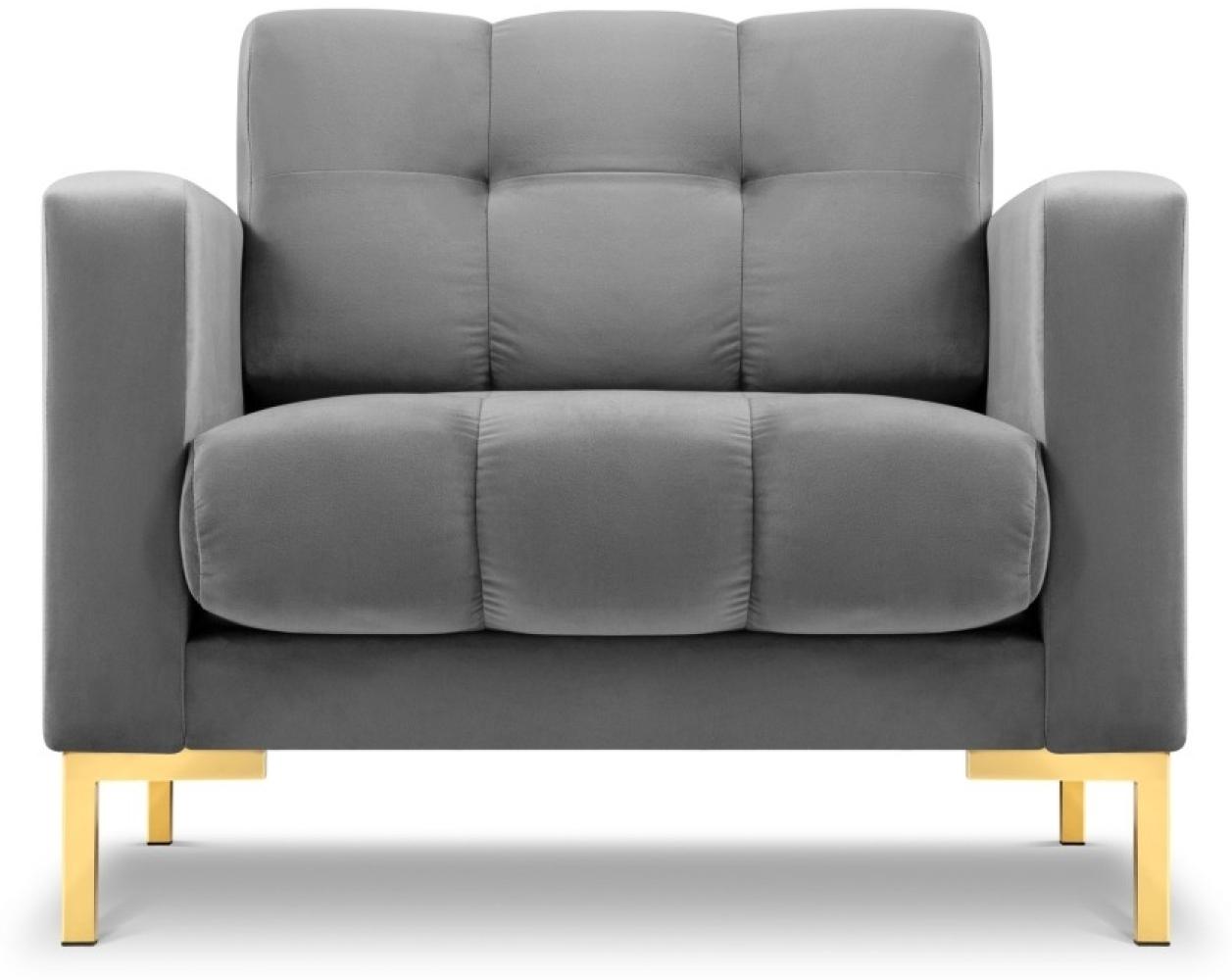 Micadoni Samtstoff Sessel Mamaia | Bezug Light Grey | Beinfarbe Gold Metal Bild 1