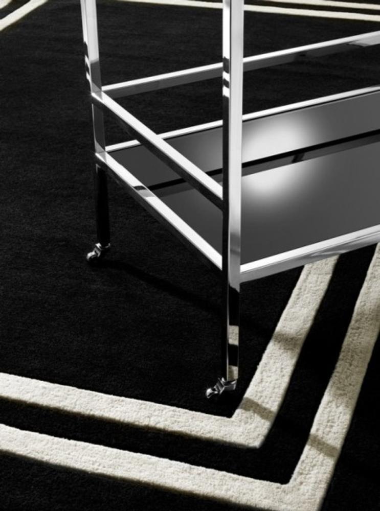 Wunderschöner Luxus Teppich von Casa Padrino aus 100% Neuseeland-Wolle, Schwarz/Weiss Linie, Samtweich - Hochwertige Qualität Bild 1