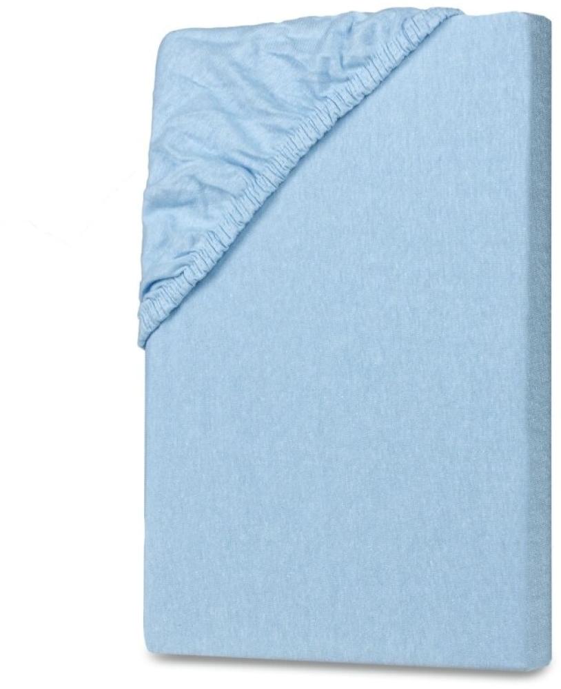 Jersey Spannbettlaken 90-100x190-200cm Eisblau Bild 1