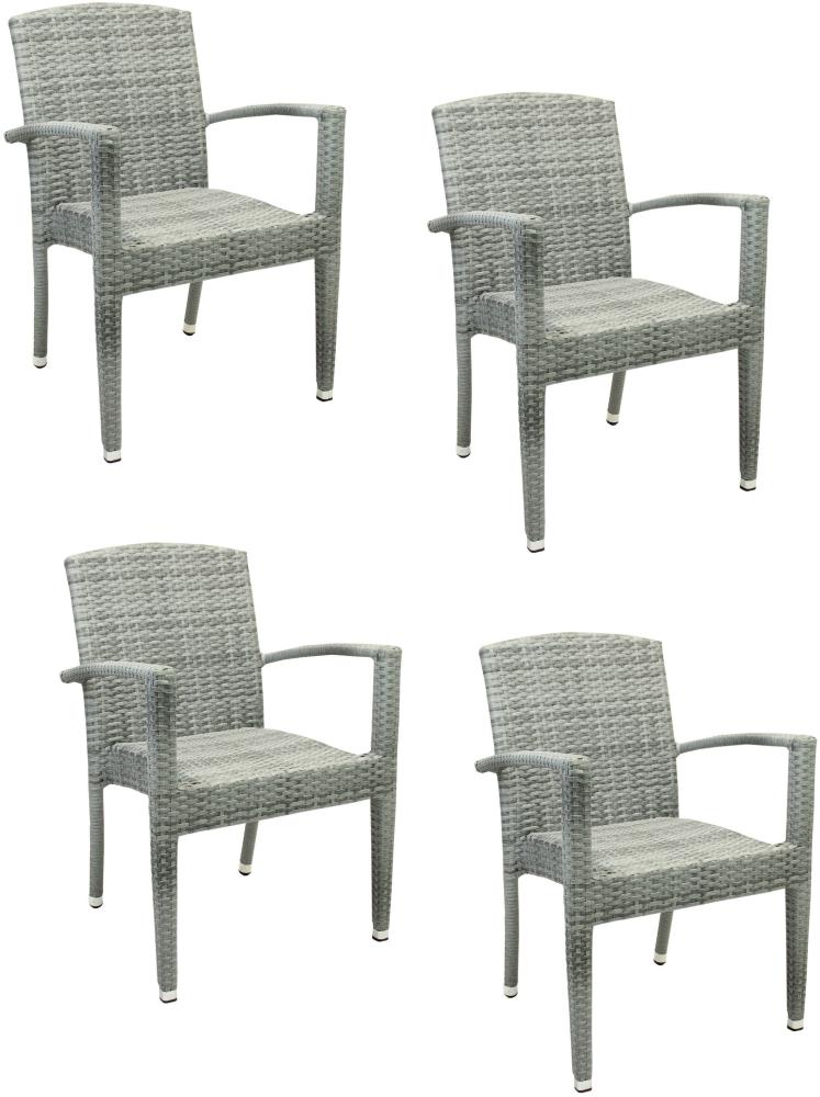 4x KONWAY® MAUI Stapelsessel Granit Premium Polyrattan Garten Sessel Stuhl Set Bild 1