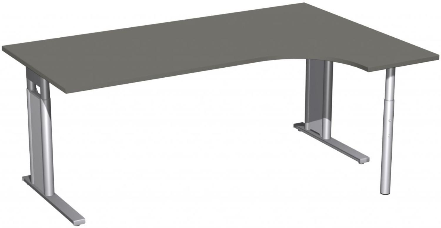 PC-Schreibtisch 'C Fuß Pro' rechts, höhenverstellbar, 180x120cm, Graphit / Silber Bild 1