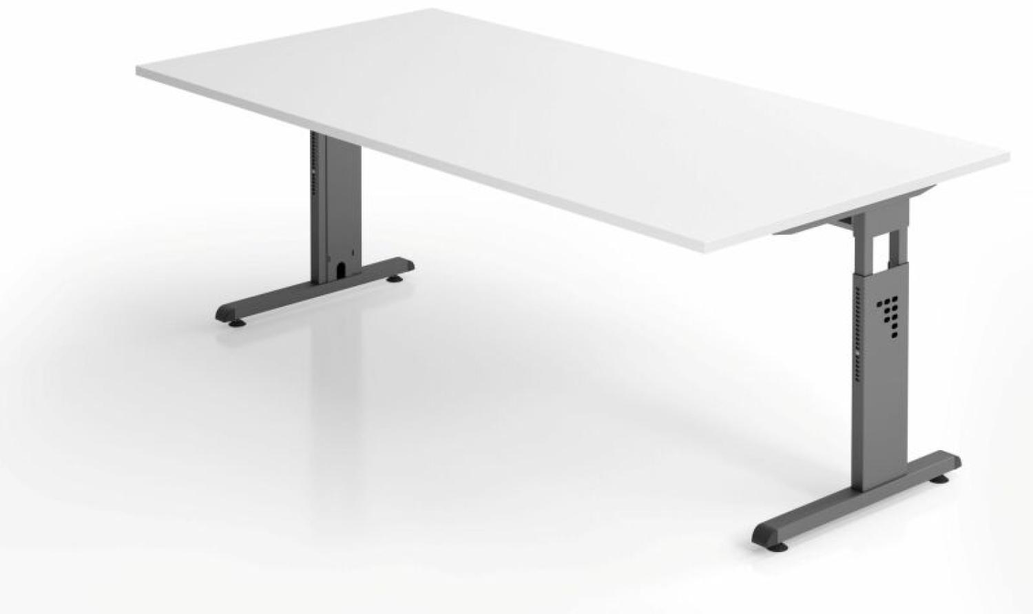 Hammerbacher Schreibtisch C-Fuß 200x100 cm weiß / Graphit, Rechteckform Bild 1