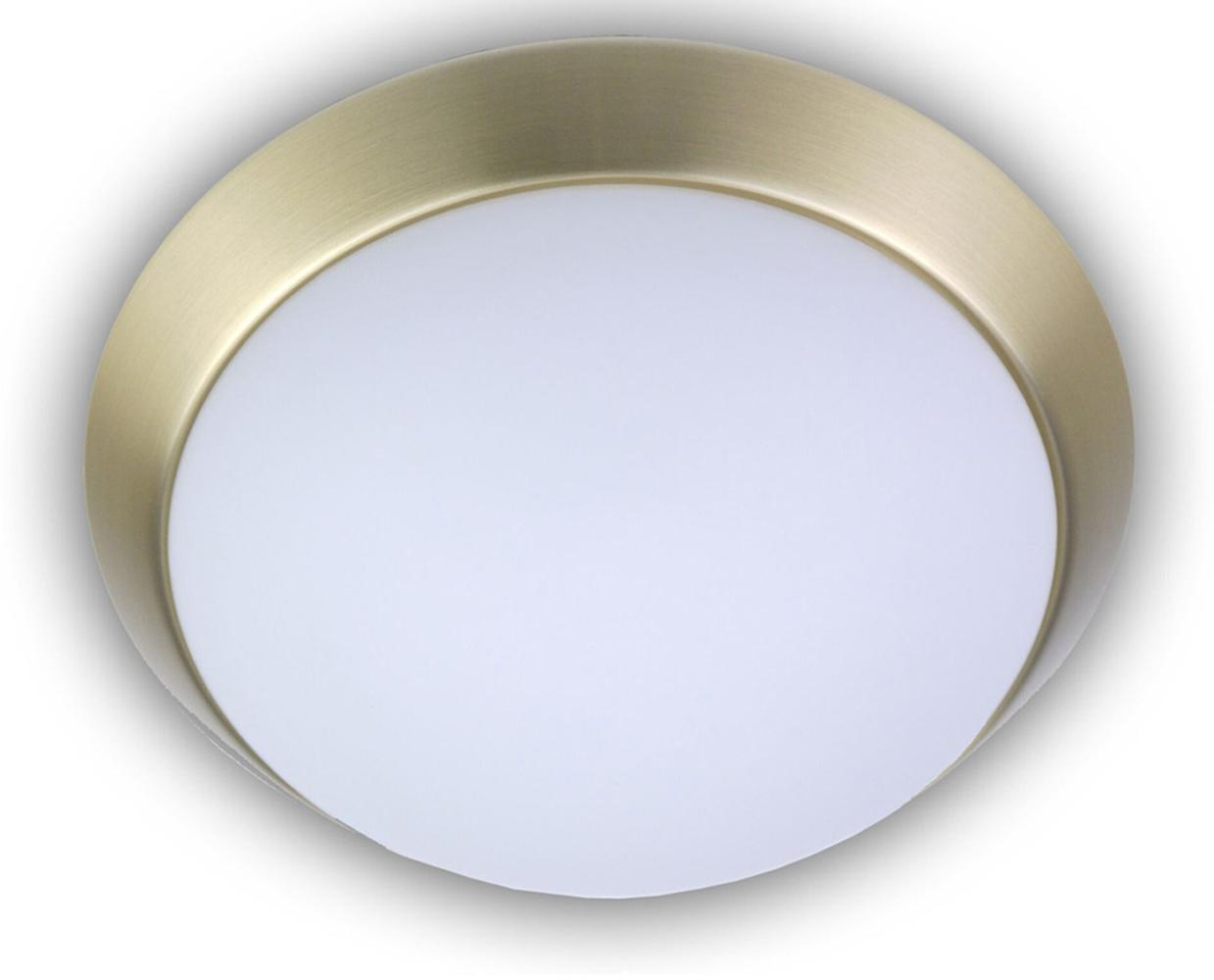 LED-Deckenleuchte rund, Opalglas matt, Dekorring Messing matt, Ø 25cm Bild 1