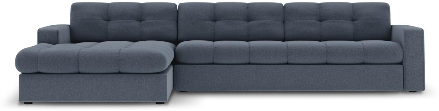 Micadoni 4-Sitzer Ecke links Sofa Justin | Bezug Dark Blue | Beinfarbe Black Plastic Bild 1