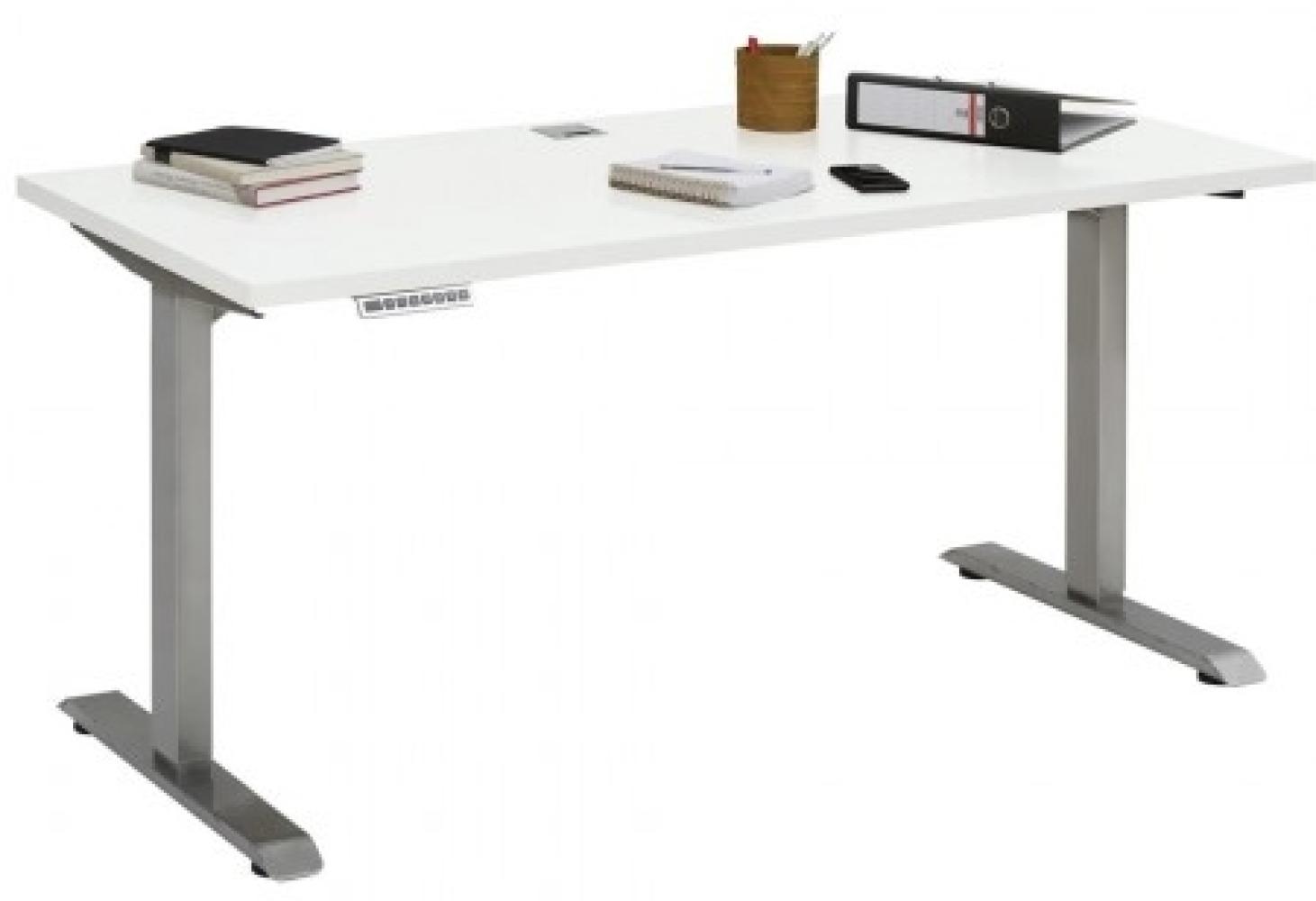 Maja Höhenverstellbarer Schreibtisch 5507 Roheisen natur lackiert - weiß matt Bild 1