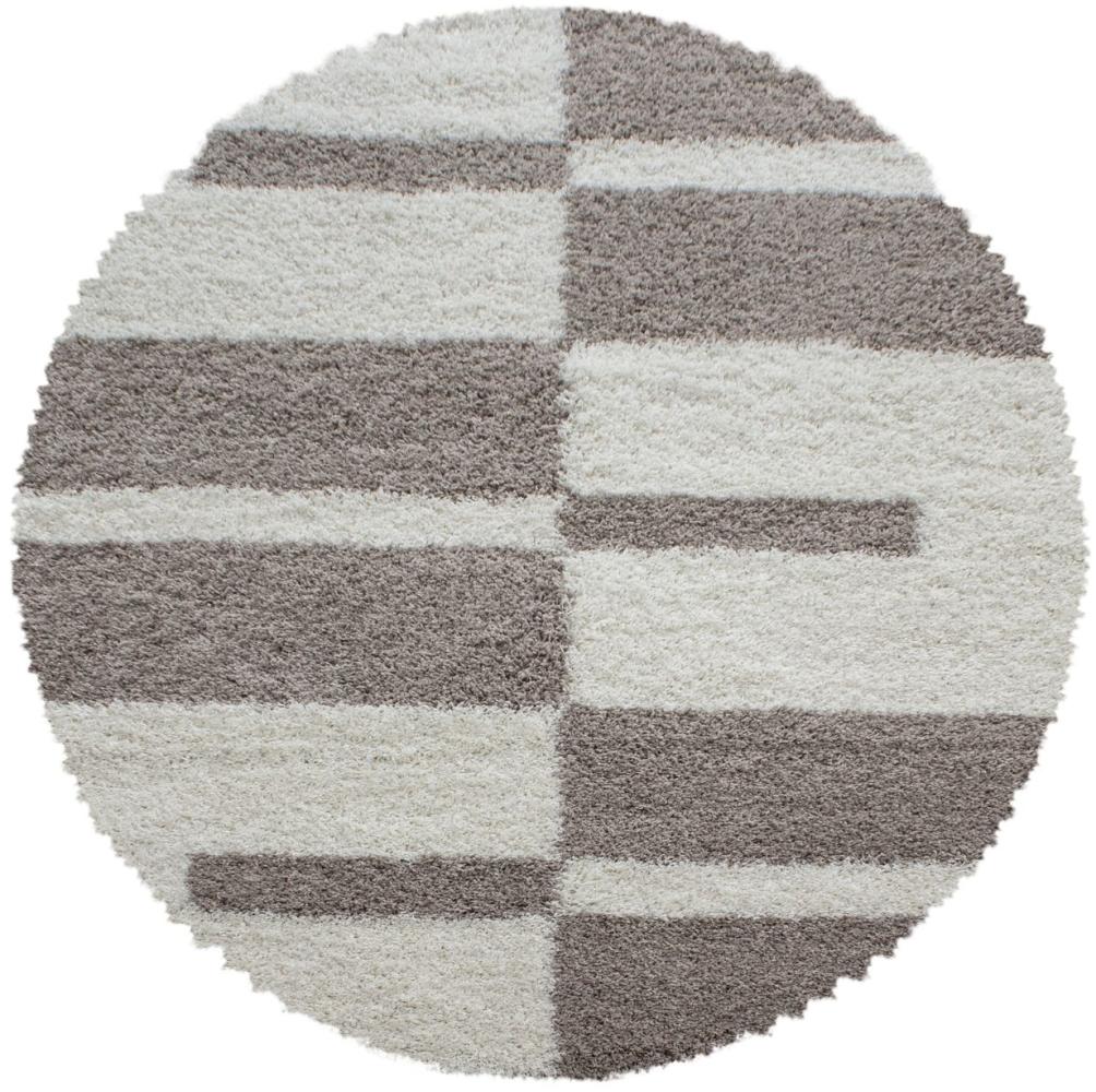 Hochflor Teppich Gianna rund - 120 cm Durchmesser - Grau Bild 1