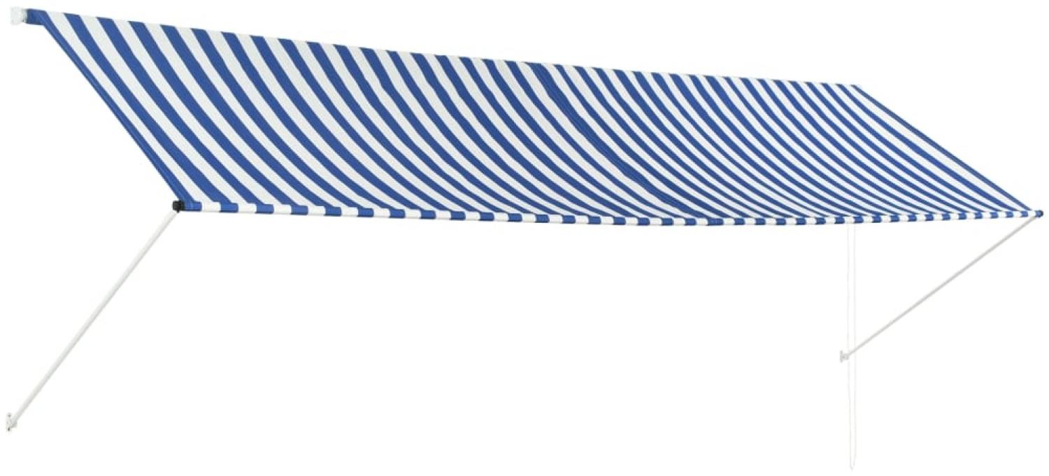 Einziehbare Markise 400 x 150 cm Blau und Weiß Bild 1