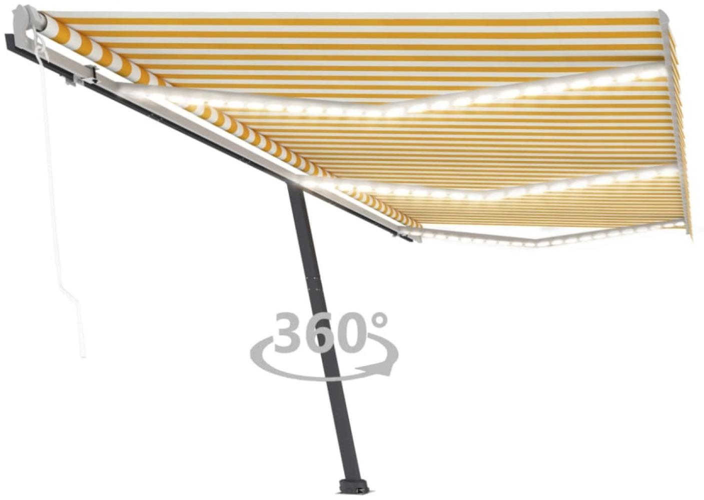 vidaXL Automatische Markise mit LED & Windsensor 600x350 cm Gelb/Weiß Bild 1