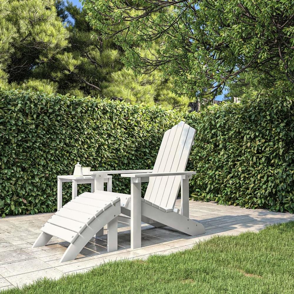 vidaXL Adirondack-Gartenstuhl mit Fußstütze HDPE Weiß 318645 Bild 1