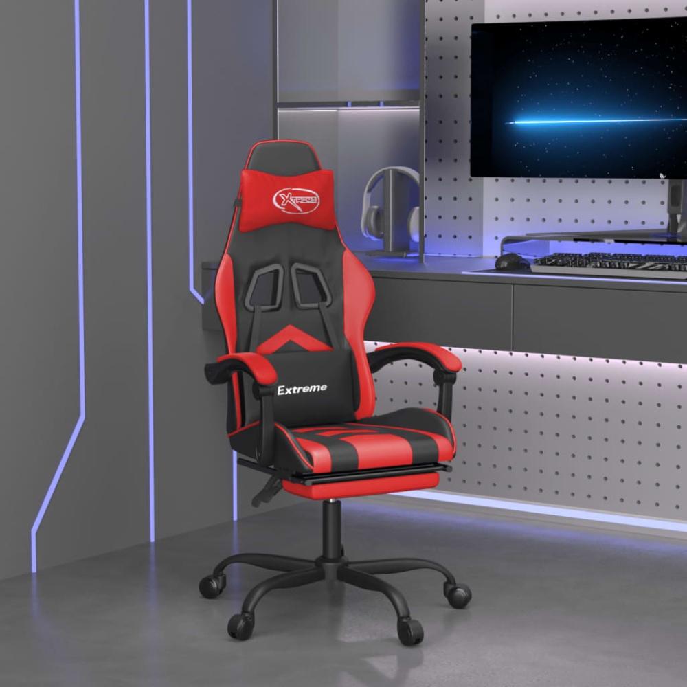 vidaXL Gaming-Stuhl mit Fußstütze Schwarz und Rot Kunstleder [3143903] Bild 1