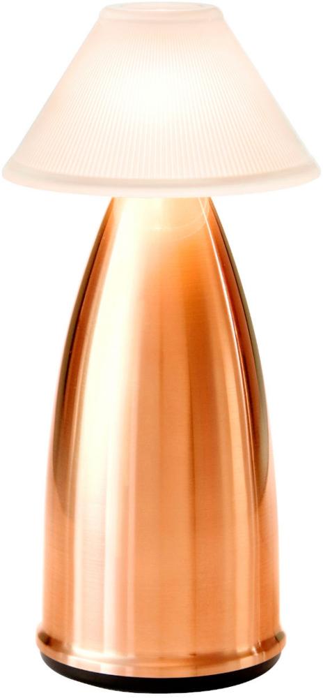 NEOZ kabellose Akku-Tischleuchte OWL 3 UNO LED-Lampe dimmbar 1 Watt 20x9,5 cm Kupfer lackiert (mit gebürsteter Veredelung) Bild 1
