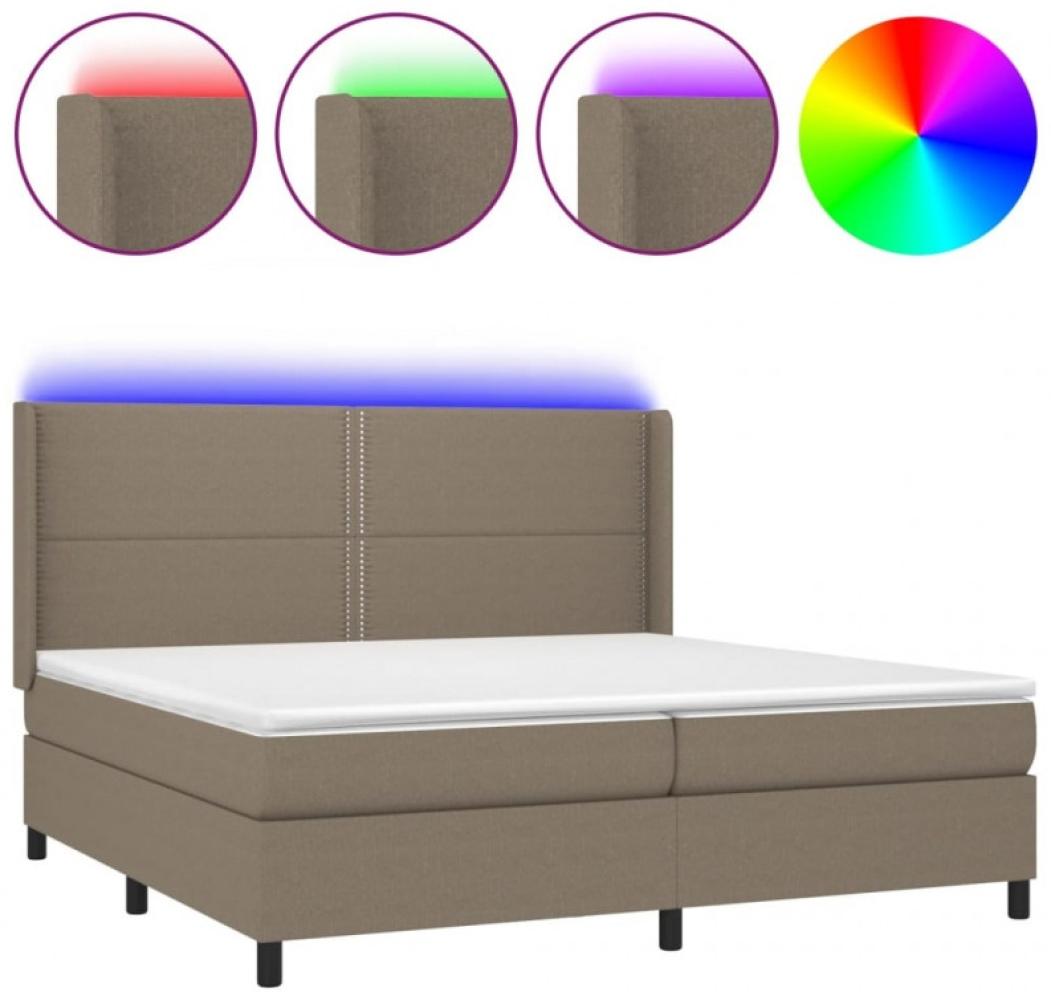 vidaXL Boxspringbett mit Matratze & LED Stoff Taupe 200 x 200 cm, Härtegrad: H2 [3138265] Bild 1