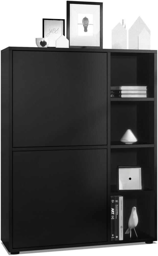 Highboard Schrank Anrichte Cuba mit 8 Fächern, Korpus in Schwarz matt / Fronten in Schwarz matt Bild 1