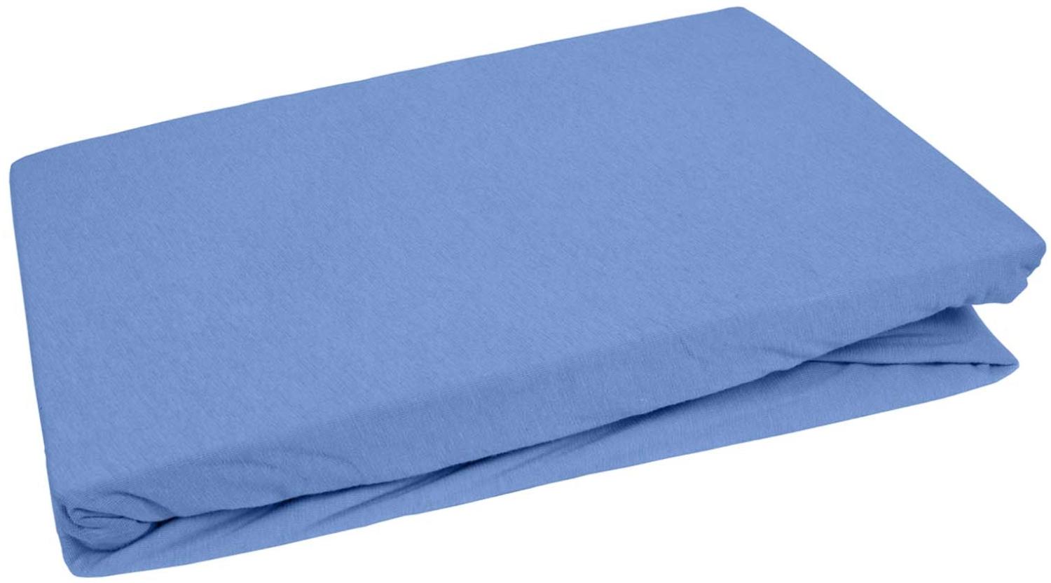 Bettwaesche-mit-Stil Jersey Spannbettlaken hellblau 90 – 100 x200cm Höhe bis 20cm Bild 1