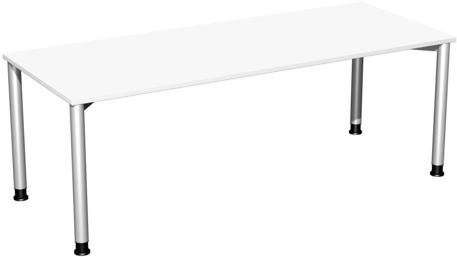 Schreibtisch '4 Fuß Flex' 200x80cm Weiß / Silber Bild 1