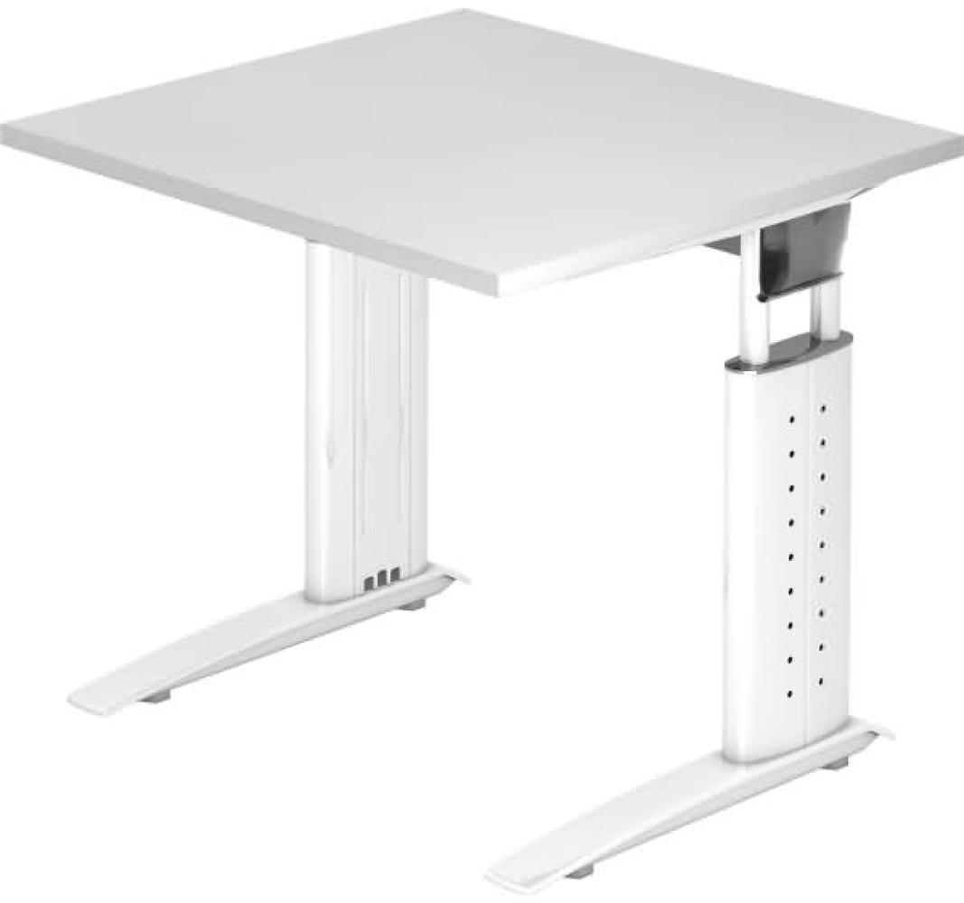 Schreibtisch US08 C-Fuß 80x80cm Weiß Gestellfarbe: Weiß Bild 1