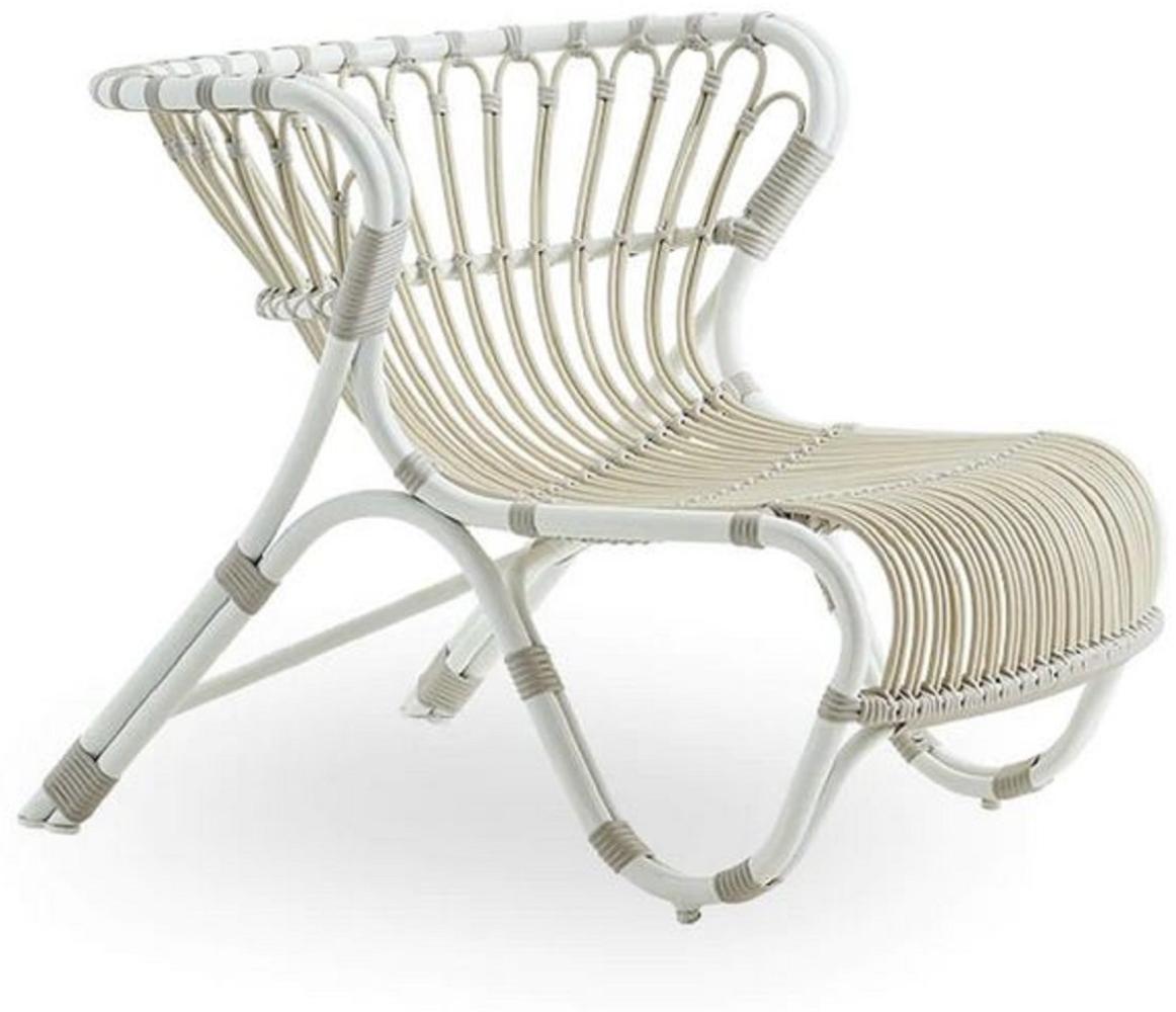 Casa Padrino Luxus Garten Lounge Sessel Weiß / Grau 79 x 92 x H. 68 cm - Wetterbeständiger Garten & Terrassen Sessel - Garten & Terrassen Möbel - Luxus Qualität Bild 1