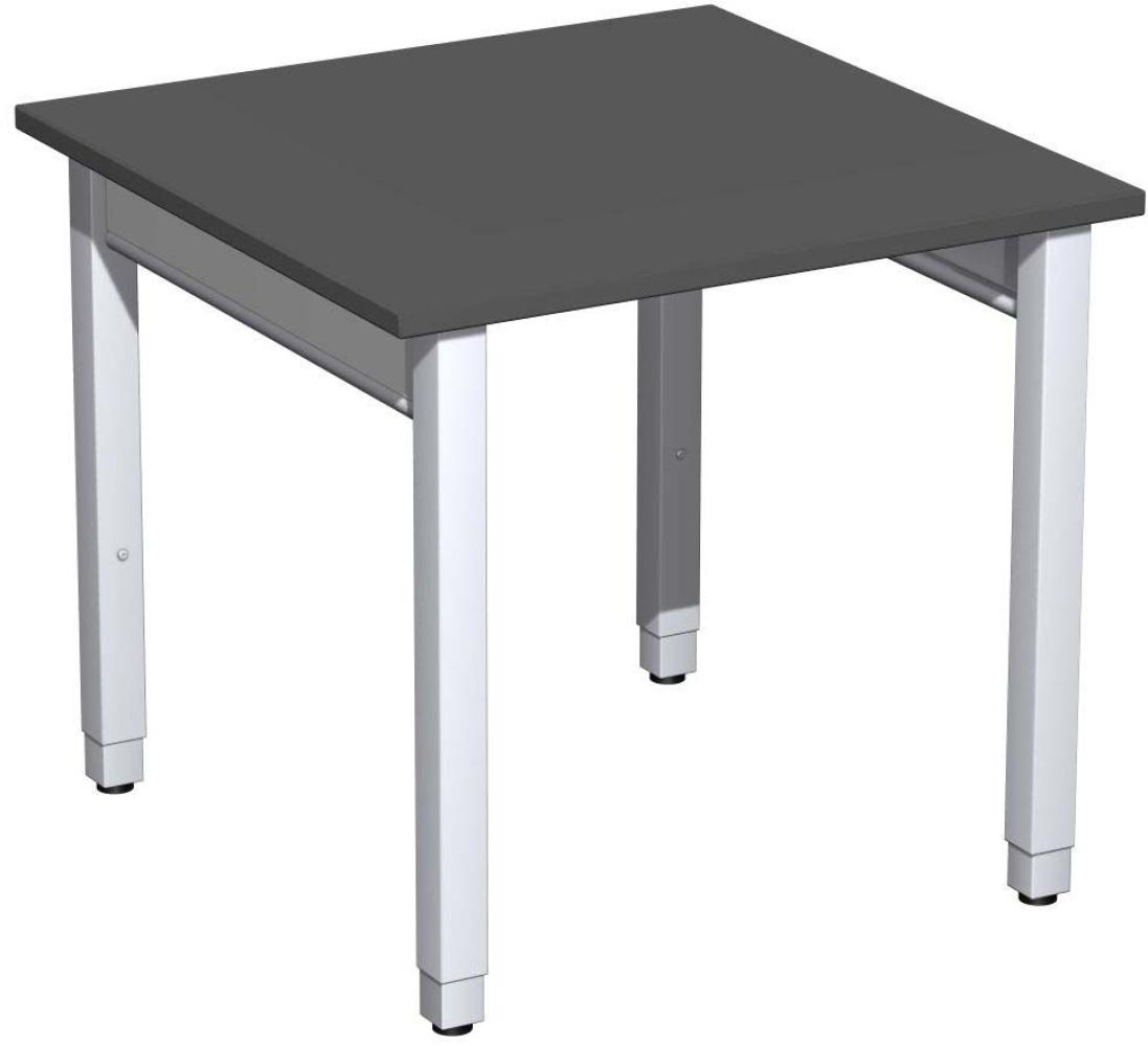 Schreibtisch '4 Fuß Pro Quadrat' höhenverstellbar, 80x80x68-86cm, Graphit / Silber Bild 1
